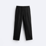 RELAXED LINEN DRAWSTRING TROUSER - BLACK