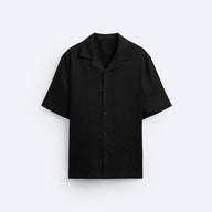 CLASSIC BOWLING LINEN SHIRT - BLACK