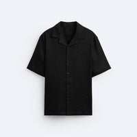 CLASSIC BOWLING LINEN SHIRT - BLACK