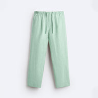 RELAXED LINEN DRAWSTRING TROUSER - SEA GREEN