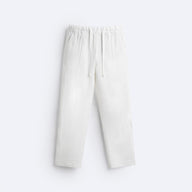 RELAXED LINEN DRAWSTRING TROUSER - WHITE