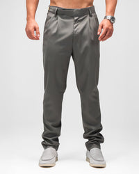 MEN’S SLIM-FIT GREY PLEATED TROUSERS