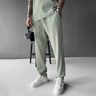 LOOSE FIT RIBBED TROUSER - TEA GREEN