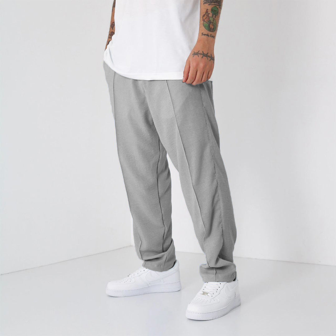 Loose Fit Linen Pant - Gray