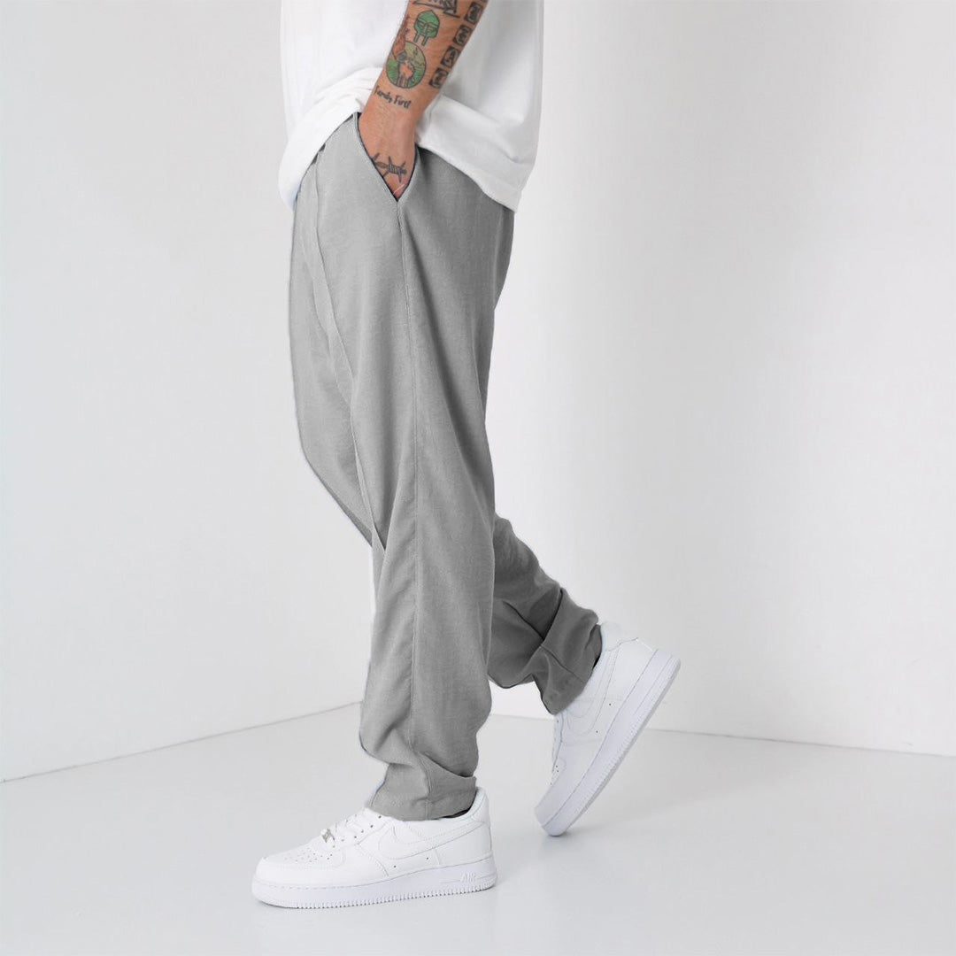 Loose Fit Linen Pant - Gray