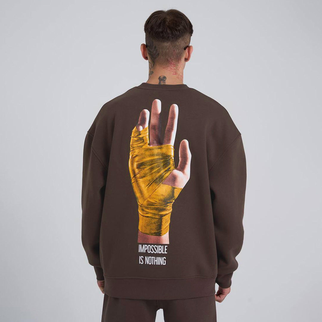 Nothing Impossible Drop Shoulder Sweatshirt - Brown