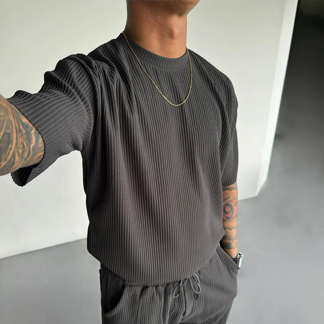 OVERSIZE RIBBED T-SHIRT - ANTHRACITE GRAY