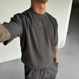 OVERSIZE RIBBED T-SHIRT - ANTHRACITE GRAY