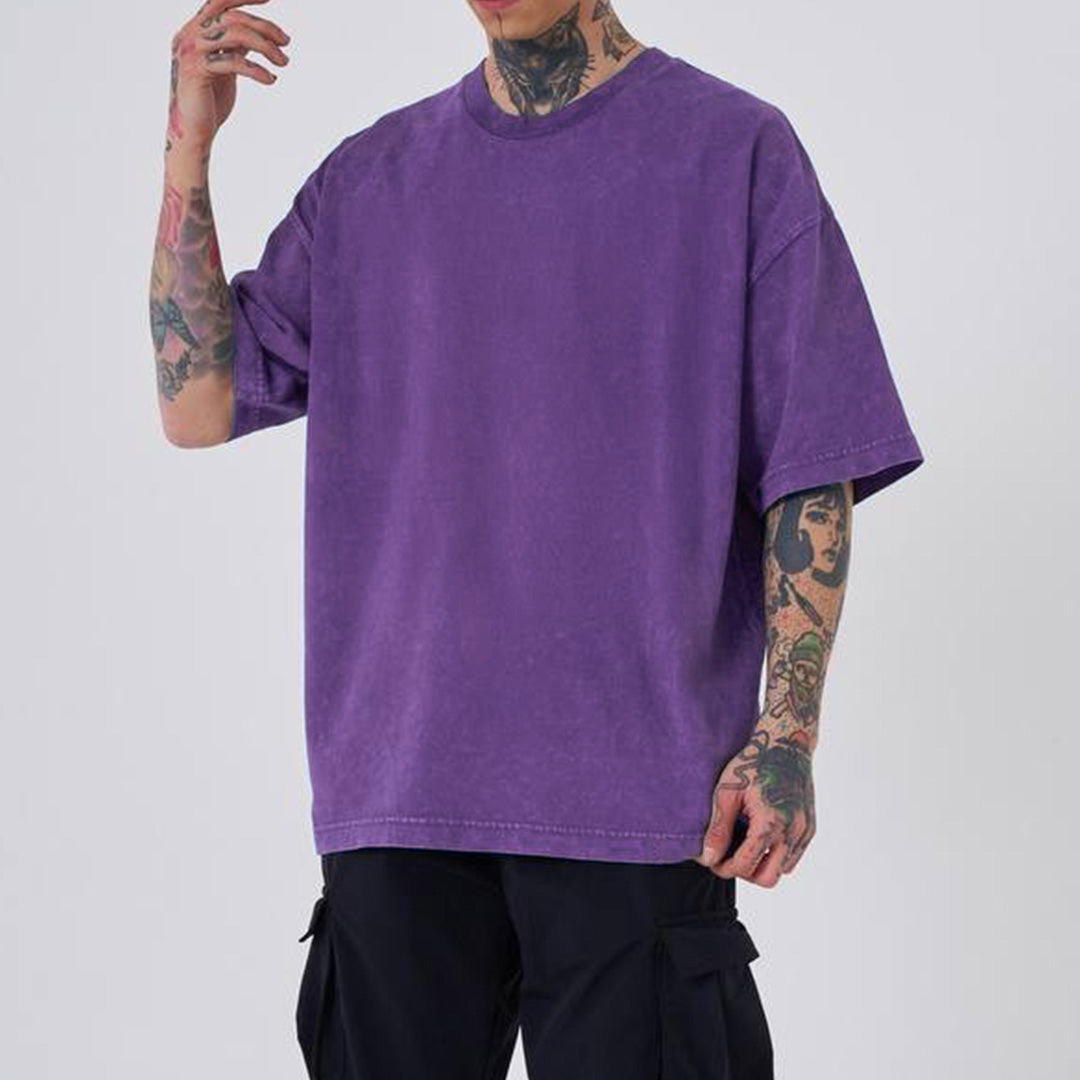 OVERSIZE ACID-WASH T-SHIRT - PURPLE