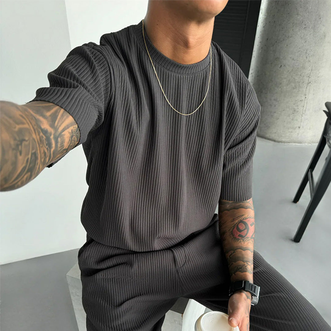 OVERSIZE RIBBED T-SHIRT - ANTHRACITE GRAY