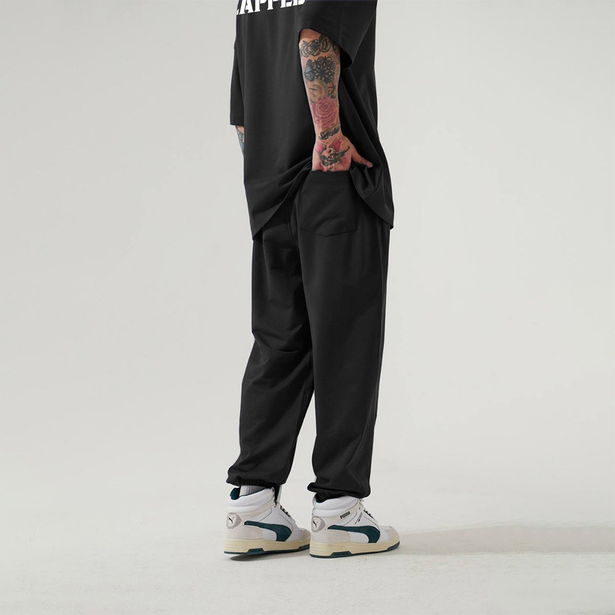 Zapped Oversize T-Shirt & Jogger Pant Cord Set - Black