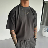 OVERSIZE RIBBED T-SHIRT - ANTHRACITE GRAY