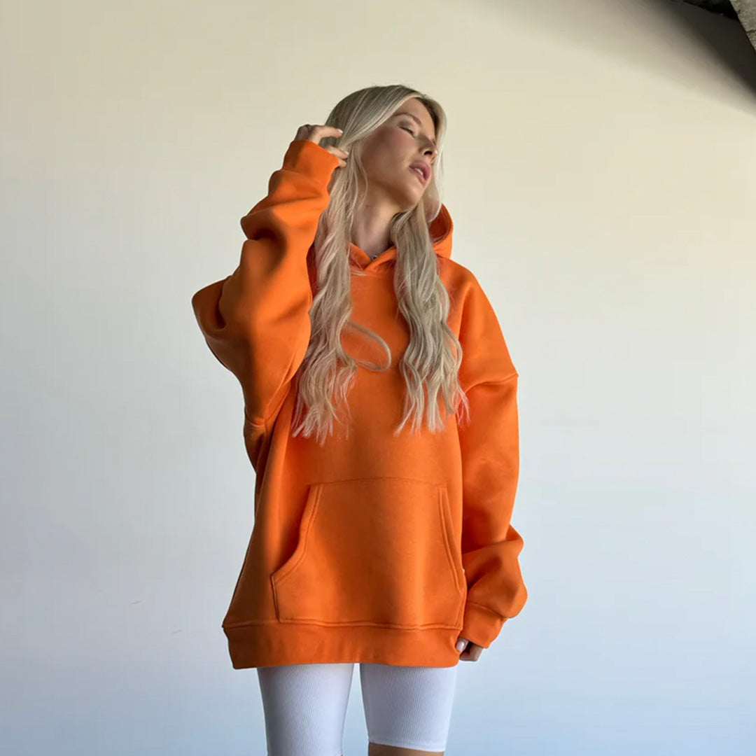 BASIC PLAIN HOODIE UNISEX - ORANGE