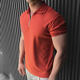 SHORT SLEEVES ZIPPER POLO T-SHIRT