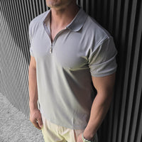 SHORT SLEEVES ZIPPER POLO T-SHIRT