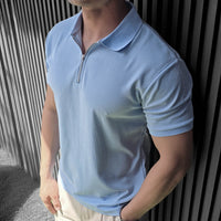 SHORT SLEEVES ZIPPER POLO T-SHIRT