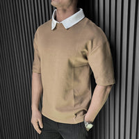 OVERSIZE SOLID COTTON POLO T-SHIRT