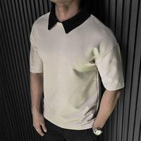 OVERSIZE SOLID COTTON POLO T-SHIRT