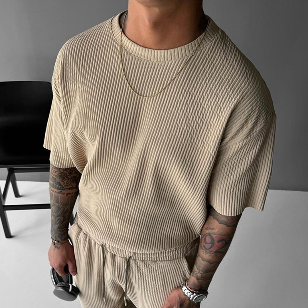 OVERSIZE RIBBED T-SHIRT - BEIGE