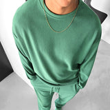 Oversized Full Sleeve O Neck T-Shirt & Trouser Set - Green