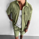 Double Pocket Shirt & Short Set - Pistachio