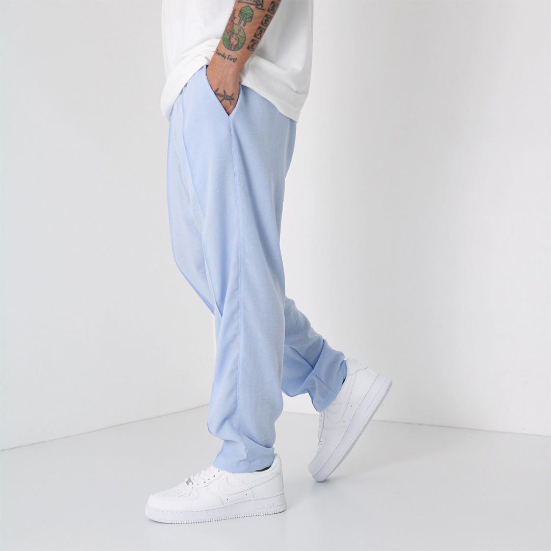 LOOSE FIT LINEN PANTS - BLUE