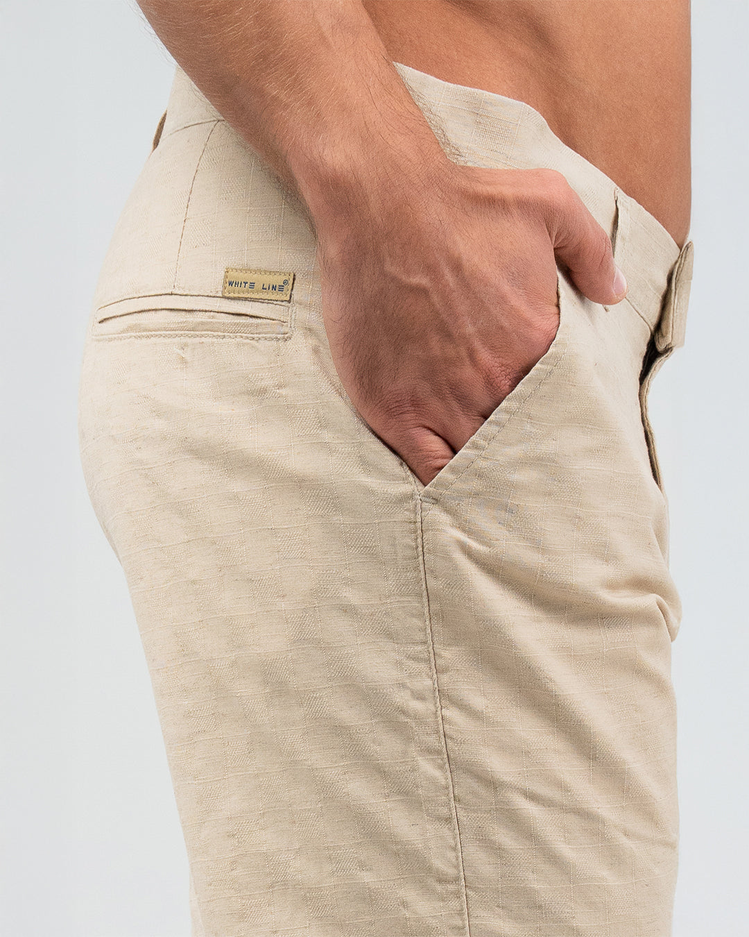 MEN’S BEIGE LINEN BLEND SHORTS