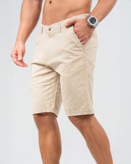 MEN’S BEIGE LINEN BLEND SHORTS