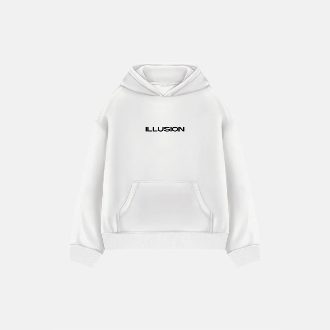 DROP SHOULDER ILLUSION HOODIE - WHITE