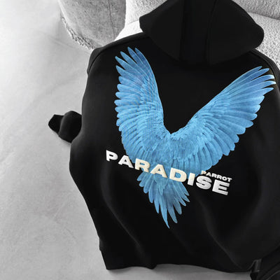PARADISE DROP SHOULDER HOODIE - BLACK