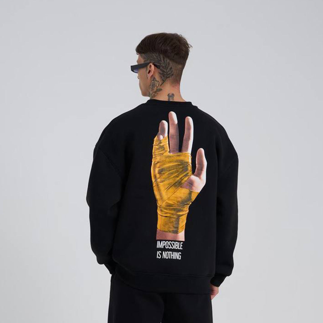 Nothing Impossible Drop Shoulder Sweatshirt - Black