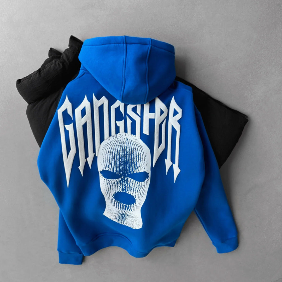 DROP SHOULDER GANGSTER HOODIE - BLUE