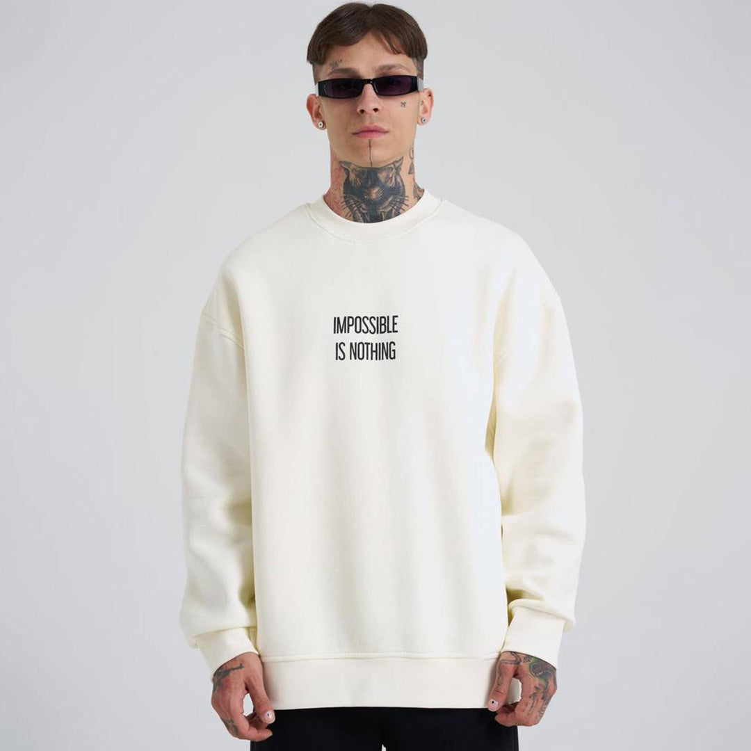 Nothing Impossible Drop Shoulder Sweatshirt - Beige