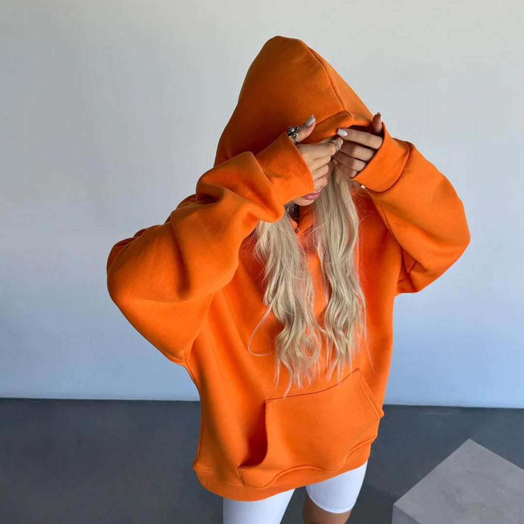 BASIC PLAIN HOODIE UNISEX - ORANGE