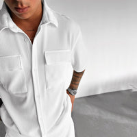 Double Pocket Shirt & Short Set - White