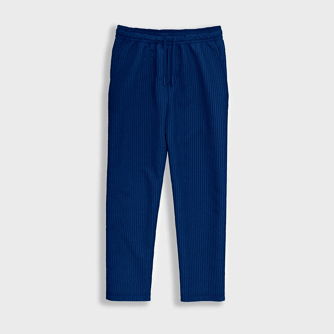 LOOSE FIT RIBBED PANTS - NAVY BLUE