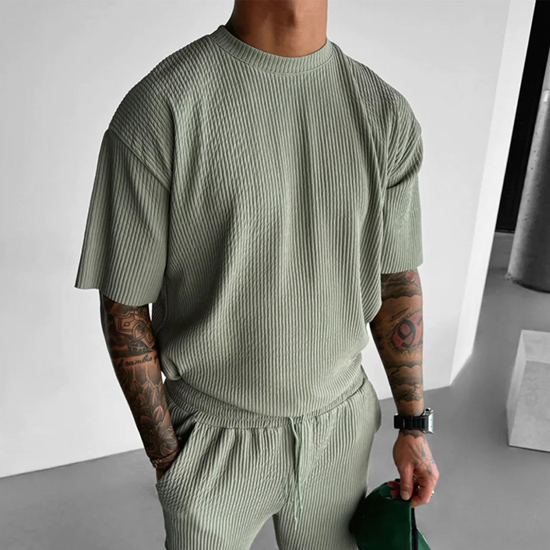 OVERSIZE RIBBED T-SHIRT - TEA GREEN