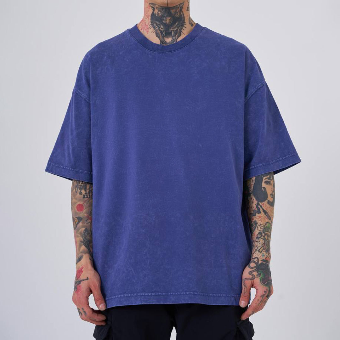 OVERSIZE ACID-WASH T-SHIRT - BLUE