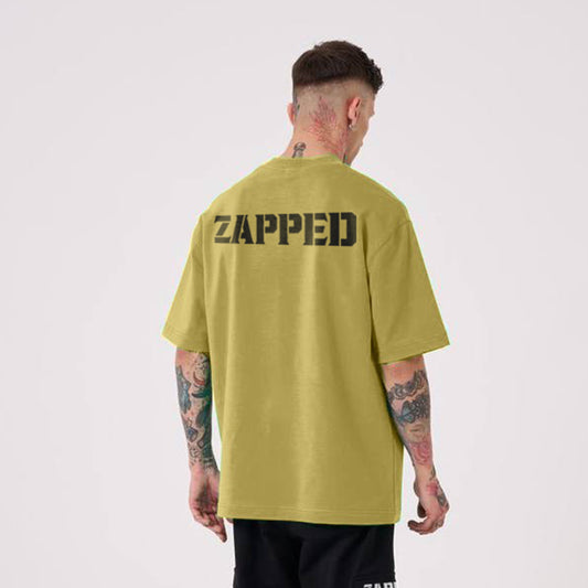 Zapped Crew Neck Cotton Oversize T-Shirt - Olive
