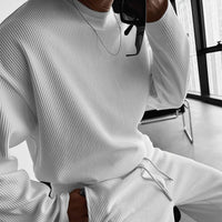 Oversized Full Sleeve O Neck T-Shirt & Trouser Set - White