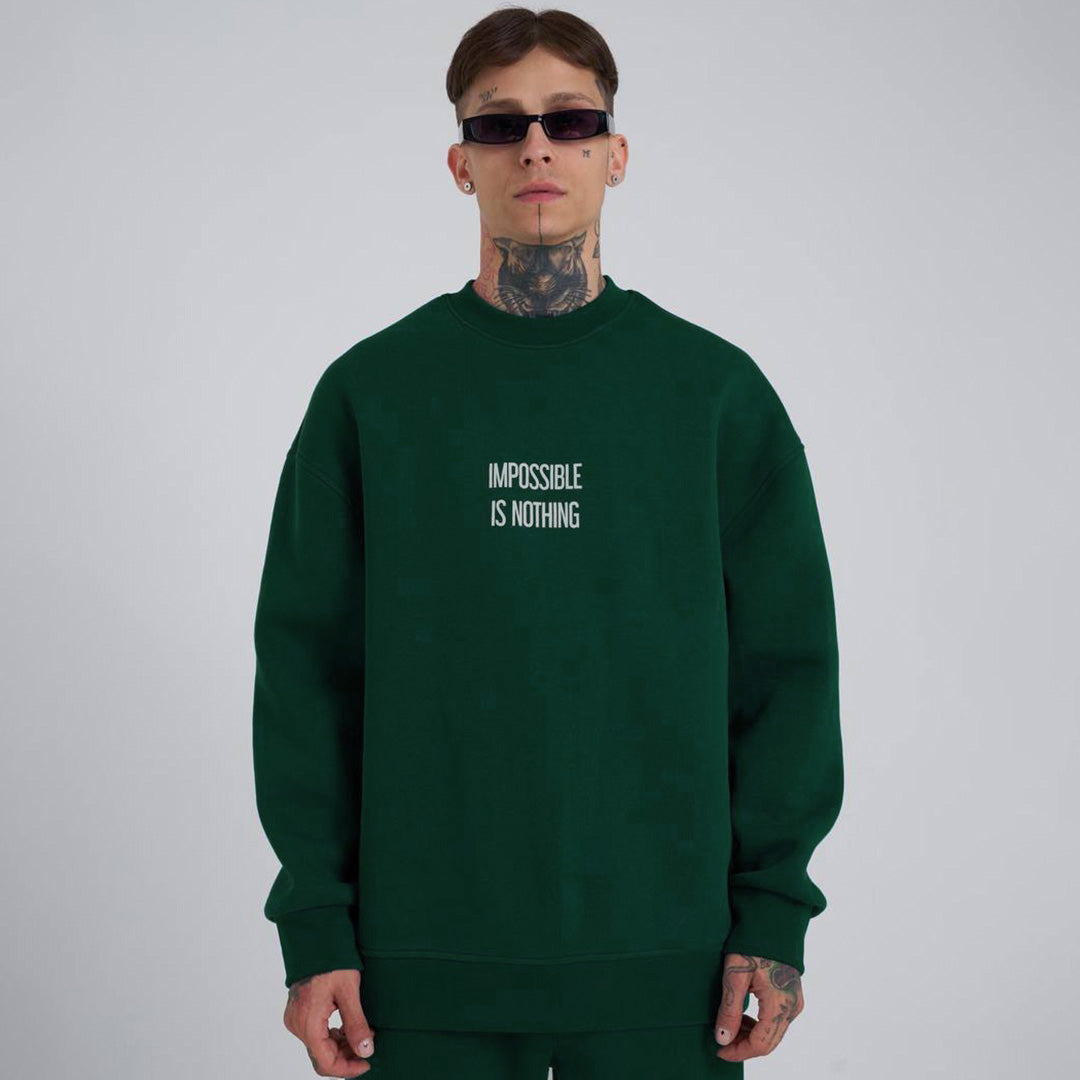 Nothing Impossible Drop Shoulder Sweatshirt - Green