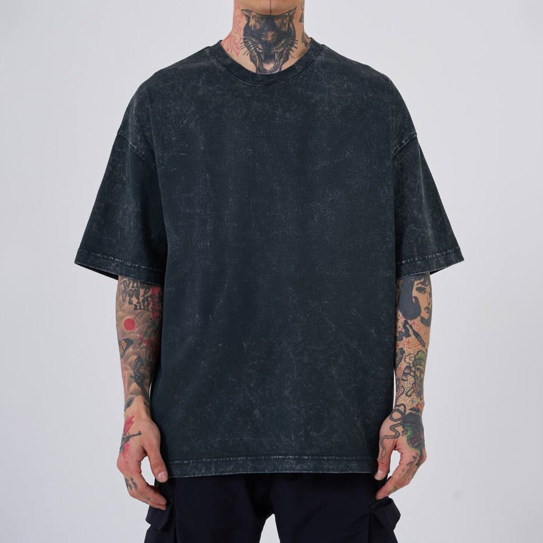 OVERSIZE ACID-WASH T-SHIRT - BLACK