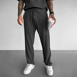 LOOSE FIT RIBBED PANTS - ANTHRACITE GRAY