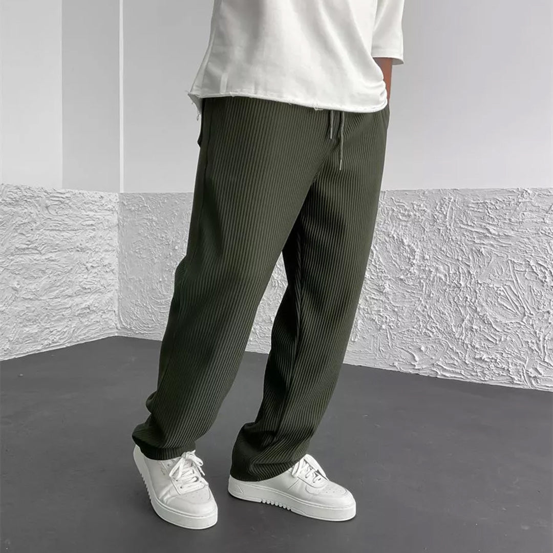 LOOSE FIT RIBBED TROUSERS - ARMY GREEN