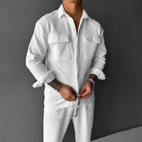 OVERSIZE POCKET CORD SHIRT - WHITE