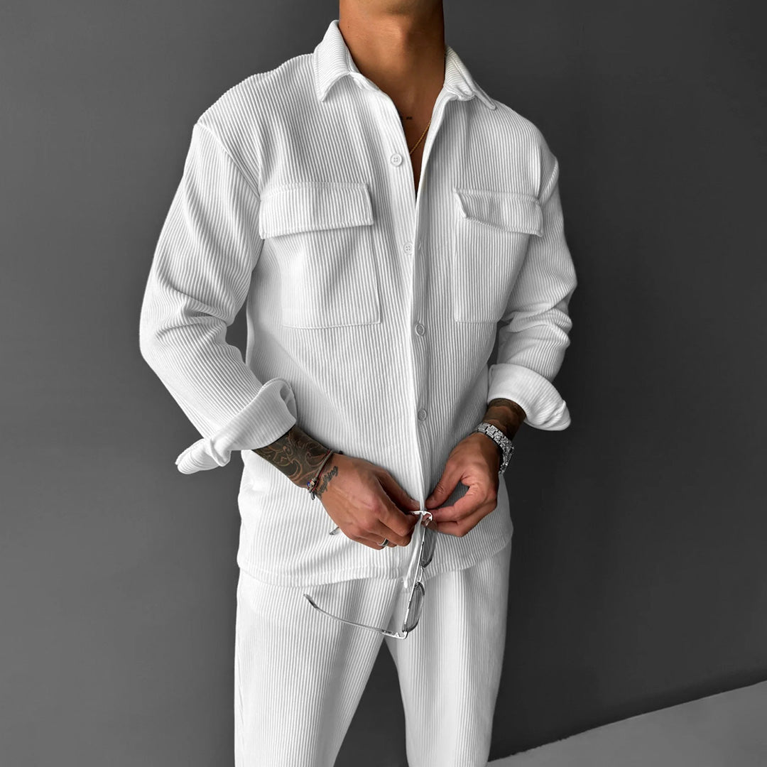 OVERSIZE POCKET CORD SHIRT - WHITE