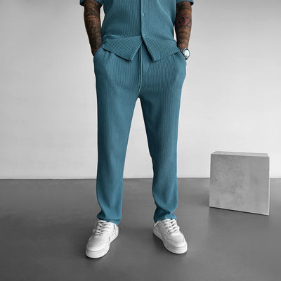LOOSE FIT RIBBED TROUSER - CORONET BLUE