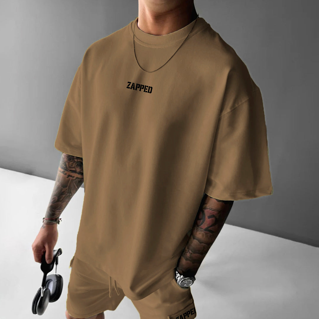 OVERSIZE CREW NECK COTTON T-SHIRT - BROWN