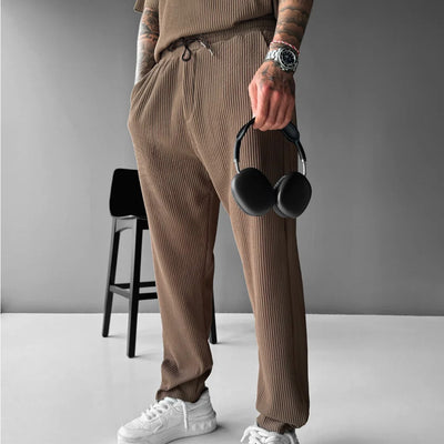 LOOSE FIT RIBBED TROUSER - BROWN