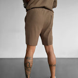 LOOSE FIT RIBBED SHORTS - BROWN